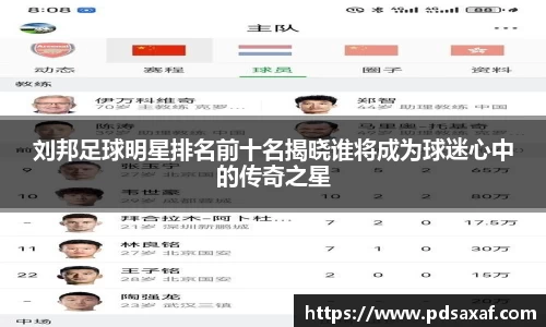 刘邦足球明星排名前十名揭晓谁将成为球迷心中的传奇之星
